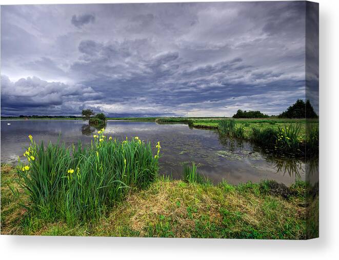 Reflection Canvas Print featuring the photograph Lakeside by Ivan Slosar