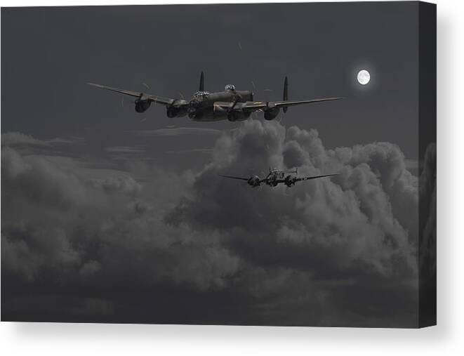 Aircraft Canvas Print featuring the photograph Lancaster- Night Hunter by Pat Speirs