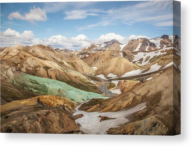 South Central Iceland Canvas Print featuring the photograph Landmannalaugar Region by Johann S. Karlsson