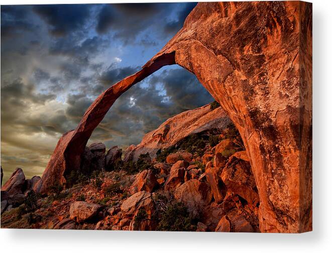 Travel Canvas Print featuring the photograph Landscape Arch by Darren Bradley