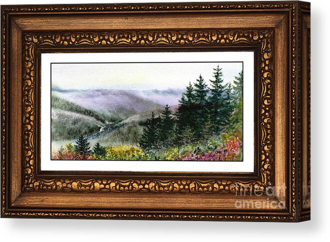 Landscape Canvas Print featuring the painting Landscape In Vintage Frame by Irina Sztukowski