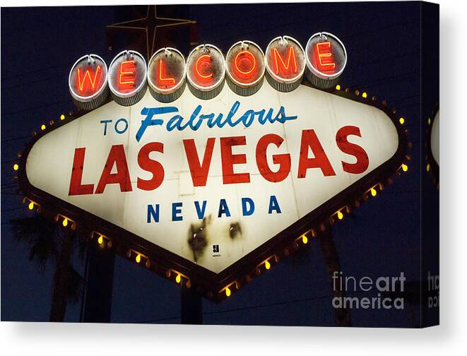 Welcome Canvas Print featuring the photograph Welcome To Fabulous Las Vegas Nevada Sign by Bob Christopher