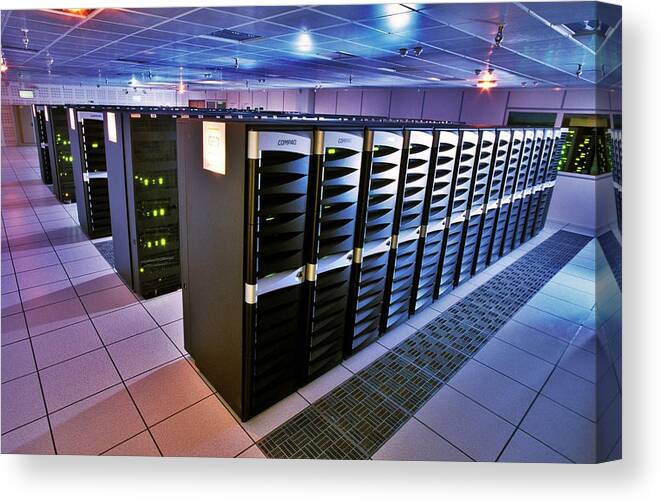 Tera-10 Canvas Print featuring the photograph Laser Megajoule Supercomputer by Patrick Landmann/science Photo Library