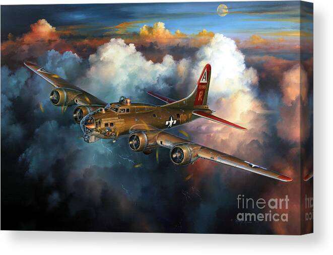 Aviation Art Canvas Print featuring the painting Last Flight For Nine-O-Nine by Randy Green