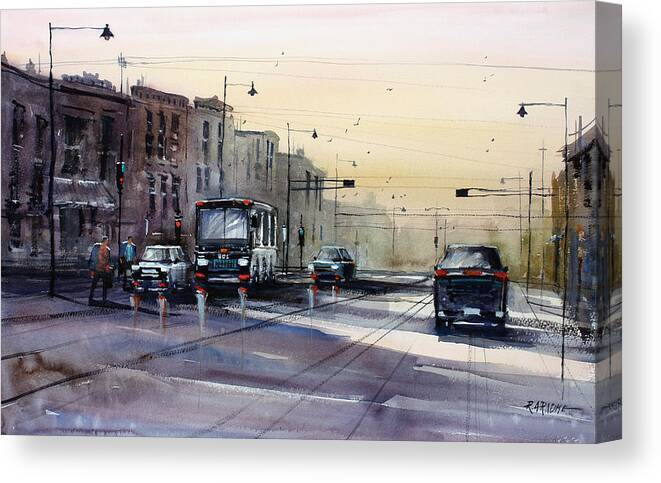 Ryan Radke Canvas Print featuring the painting Last Light - College Ave. by Ryan Radke