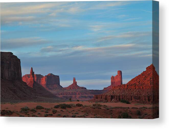 Sunset Canvas Print featuring the photograph Last Light in Monument Valley by Alan Vance Ley