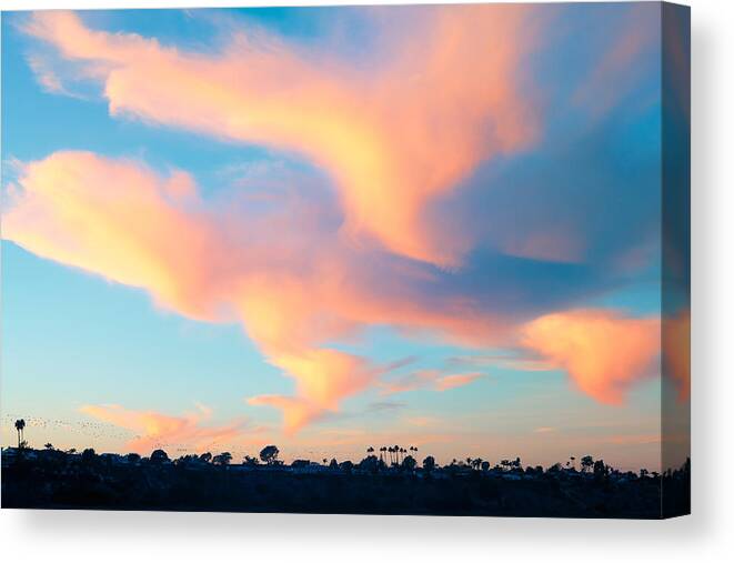 Back Bay Canvas Print featuring the photograph Fiery Sunset and Lenticular Cirrus Clouds - Newport Beach Backbay California by Ram Vasudev