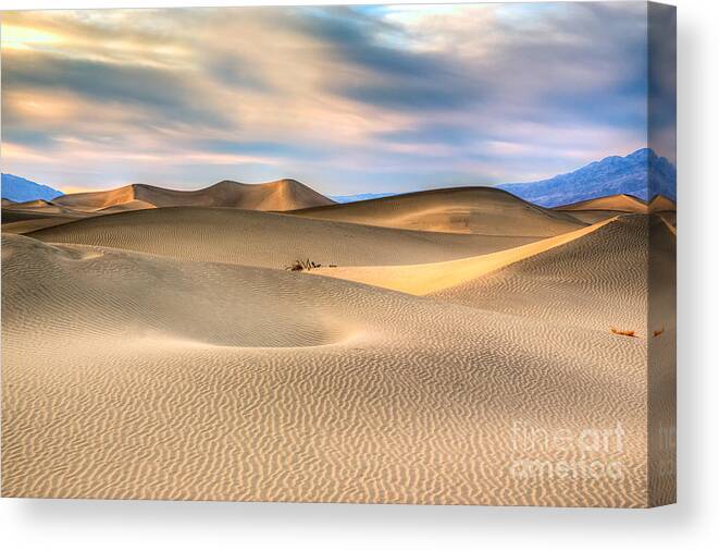 Death Valley Canvas Print featuring the photograph Late Afternoon At The Mesquite Dunes by Mimi Ditchie