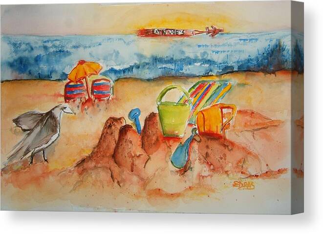 Jersey Shore Canvas Print featuring the painting Late Afternoon Beach by Elaine Duras