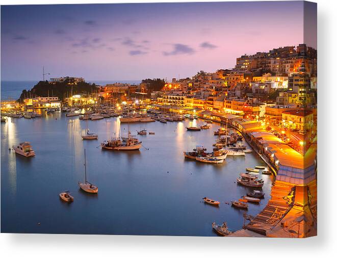 Athens Canvas Print featuring the photograph Late Evening Mikrolimano by Milan Gonda