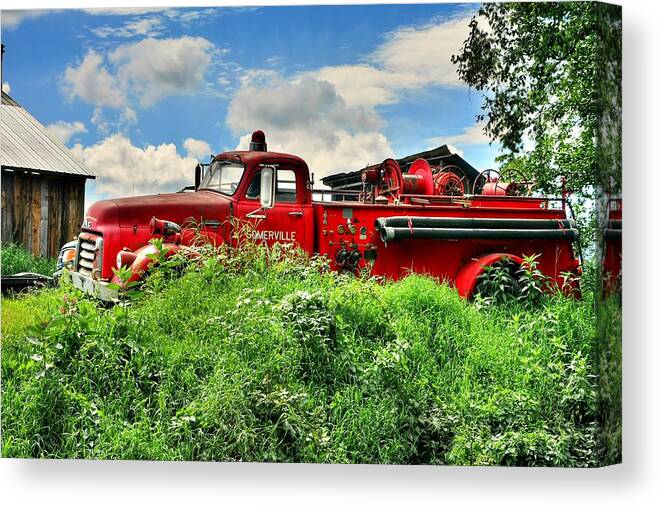 Gmc Truck Canvas Print featuring the photograph Late to the Fire 2 by John Nielsen