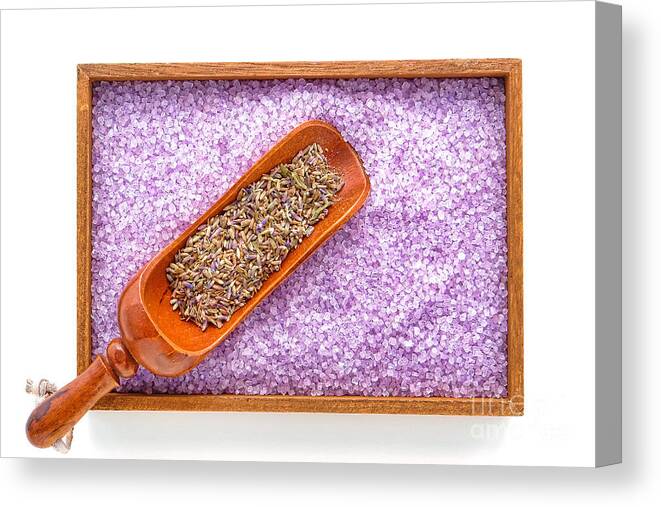 Lavender Canvas Print featuring the photograph Lavender Seeds and Bath Salts by Olivier Le Queinec