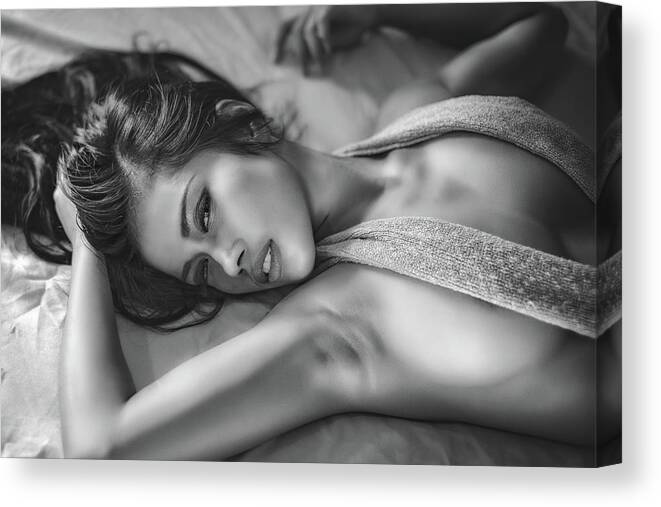 Sensual Canvas Print featuring the photograph Laying Down by Felix Rusli
