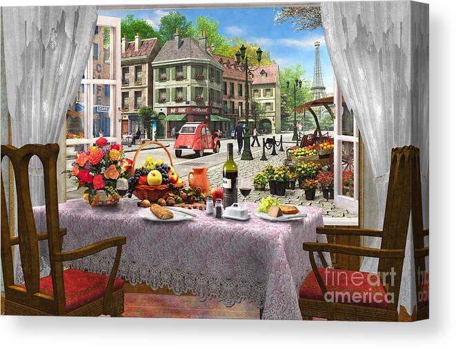 Cafe Canvas Print featuring the digital art Le Cafe Paris by MGL Meiklejohn Graphics Licensing