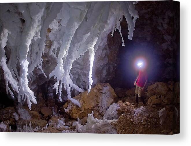 America Canvas Print featuring the photograph Lechuguilla Cave Crystal Chamber by Paul D Stewart