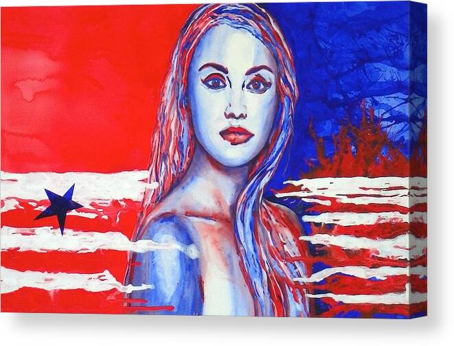 America's Freedom Canvas Print featuring the painting Liberty American Girl by Anna Ruzsan