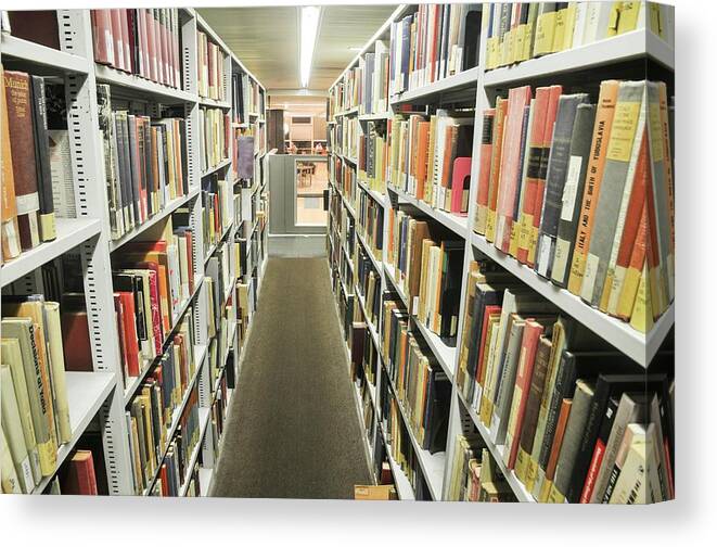 Book Canvas Print featuring the photograph Library Interior by Photostock-israel