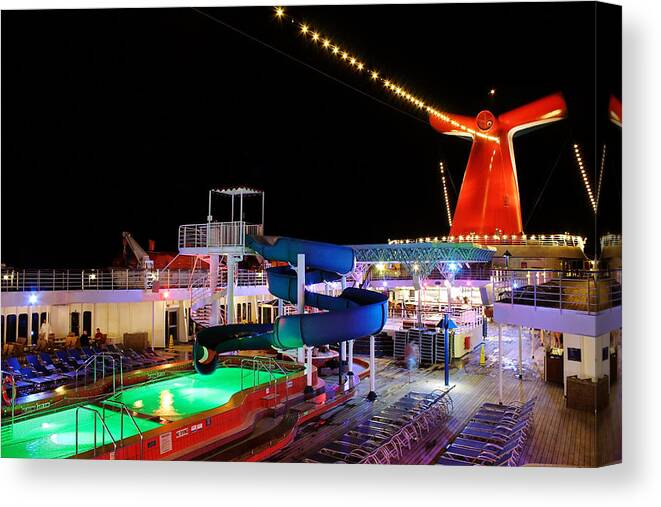 Cruise Canvas Print featuring the photograph Lido Deck at Night by Jason Politte