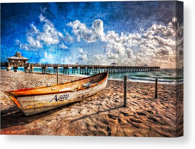 Boats Canvas Print featuring the photograph Lifeguard Boat by Debra and Dave Vanderlaan