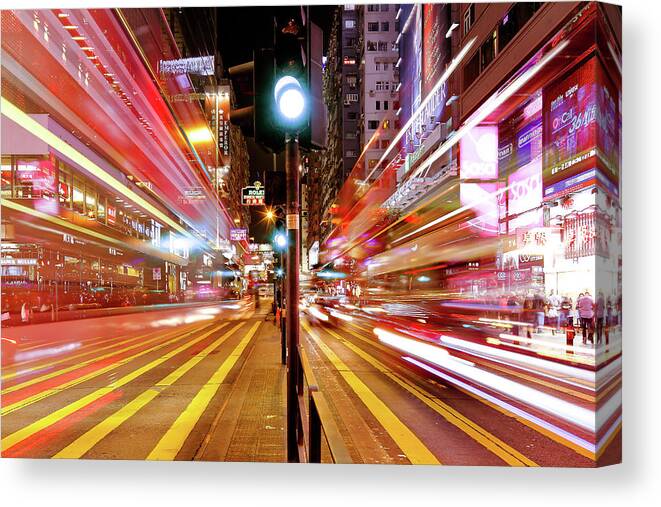 Blurred Motion Canvas Print featuring the photograph Light Trails by Andi Andreas