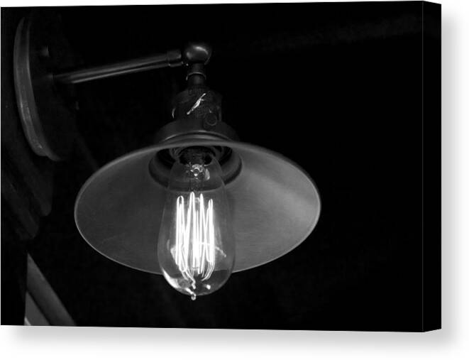 Black And White Canvas Print featuring the photograph Lightbulb by Allan Morrison