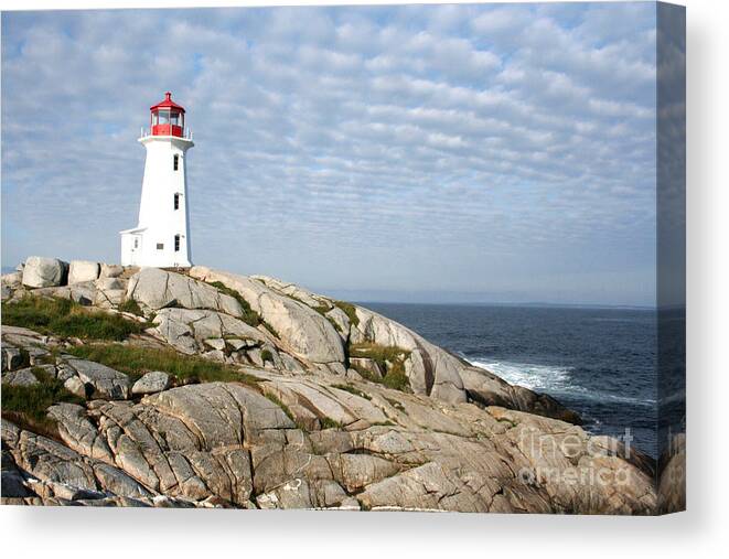 Lighthouse Canvas Print featuring the photograph Lighthouse at Peggys Point Nova Scotia by Thomas Marchessault