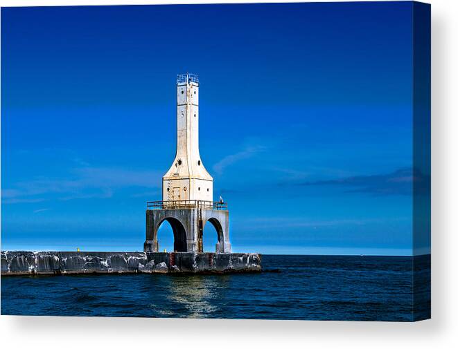 Lighthouse Canvas Print featuring the photograph Lighthouse Blues by James Meyer