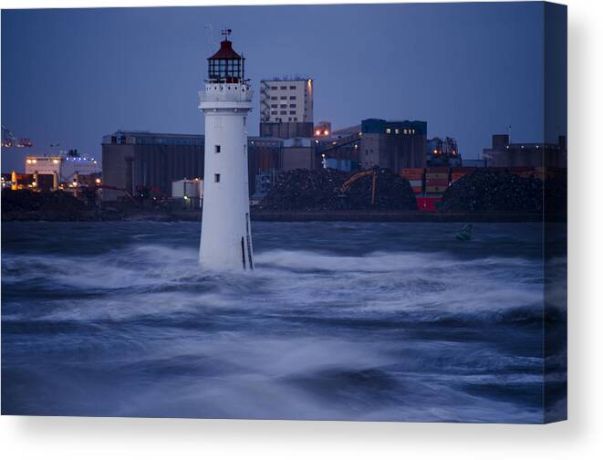 Lighthouse Canvas Print featuring the photograph Lighthouse in the Storm by Spikey Mouse Photography