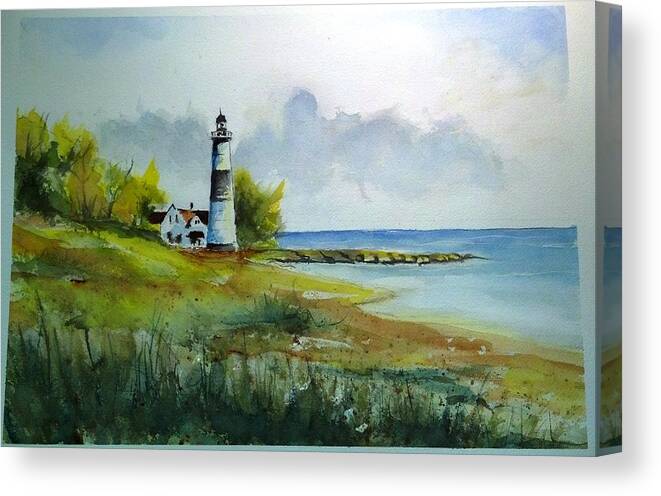 Lighthouse Canvas Print featuring the painting Lighthouse SOLD by Richard Benson