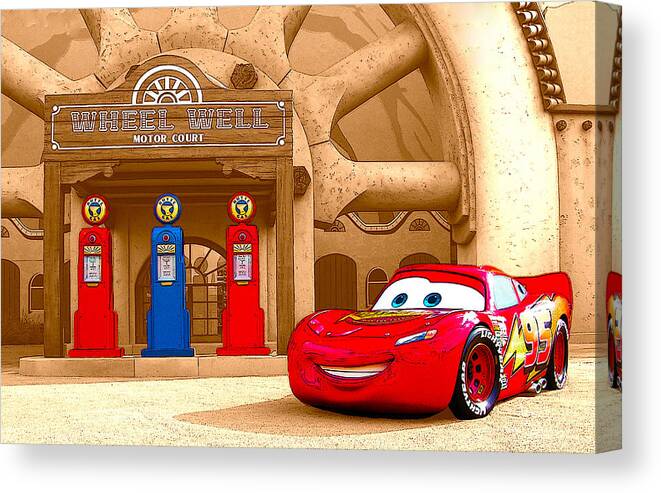 Lightning Mcqueen Canvas Print featuring the painting Lightning McQueen by Ken Krolikowski