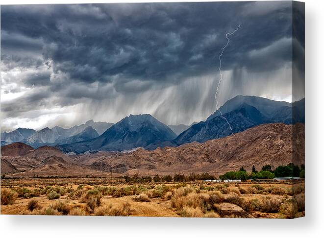Storm Canvas Print featuring the photograph LIghtning Strike by Cat Connor