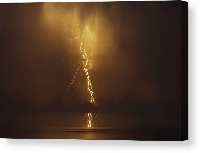 Lightning Canvas Print featuring the photograph Lightning Strike by Will Akers