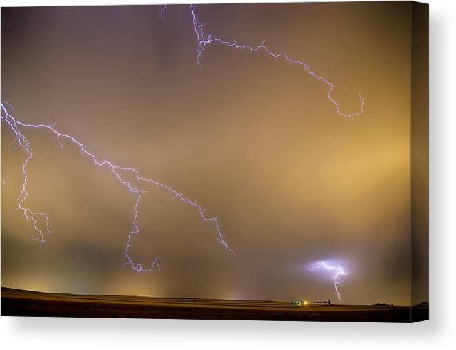 Lightning Canvas Print featuring the photograph Lightning Thunderstorm the BIG and the Small by James BO Insogna