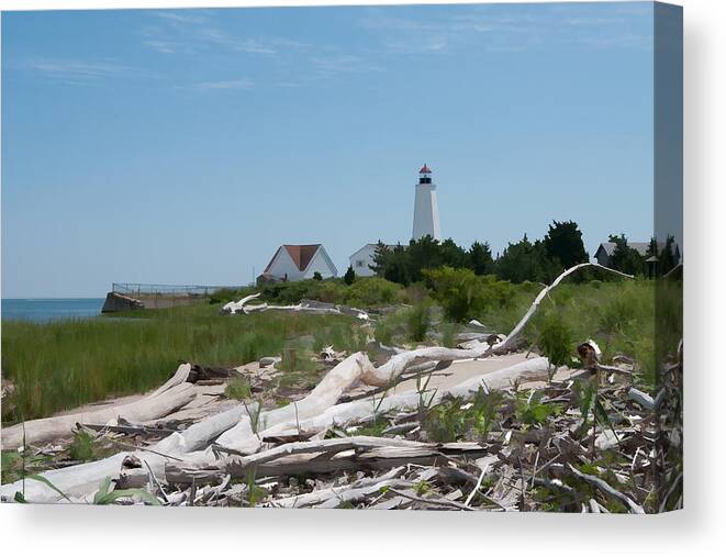 Connecticut Canvas Print featuring the photograph Linde Point Lighthouse by Allan Van Gasbeck