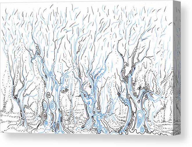  Abstract Canvas Print featuring the drawing Line Forest by Regina Valluzzi