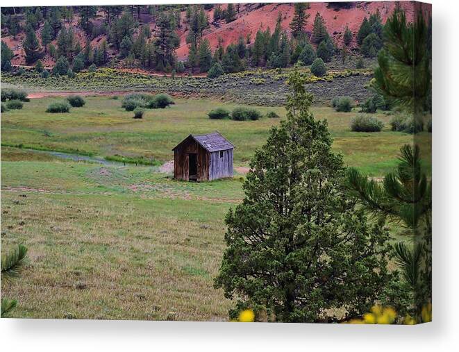 Landscape Canvas Print featuring the photograph Line Shack by Bill Hosford