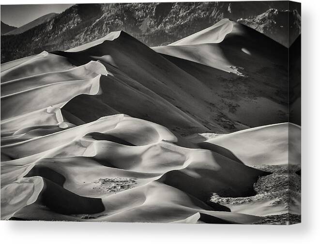Sand Dunes Canvas Print featuring the photograph Lines and Shadows 2 by Linda Villers