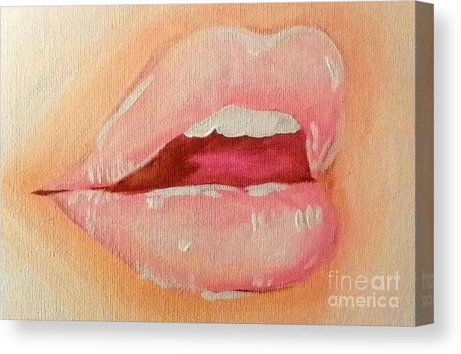 Marisela Mungia Canvas Print featuring the painting Lips Soft by Marisela Mungia