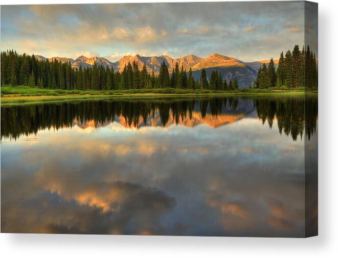 Little Molas Lake Canvas Print featuring the photograph Little Molas Lake at Sunset by Alan Vance Ley