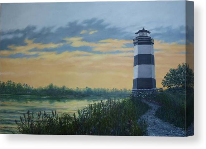 Lighthouse Art Canvas Print featuring the painting Little River Light One by Kathleen McDermott