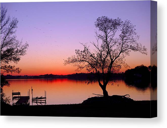 Little Waverly Lake Canvas Print featuring the photograph Little Waverly Lake at Sunset by Robert Meyers-Lussier