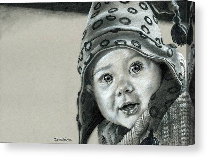 Girl Canvas Print featuring the drawing Little Wizard by Tom Hedderich