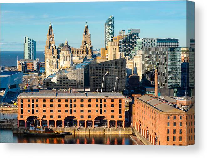 England Canvas Print featuring the photograph Liverpool Landmarks, England by ChrisHepburn