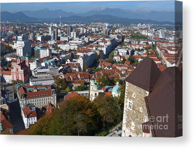 Ljubljana Canvas Print featuring the photograph Ljubljana - Capital of Slovenia by Phil Banks