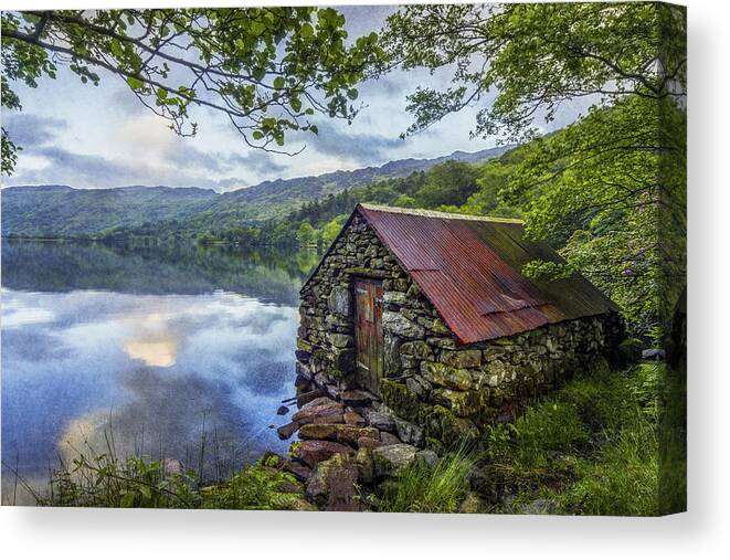 Boat Canvas Print featuring the photograph Llyn Gwynant Boathouse by Ian Mitchell