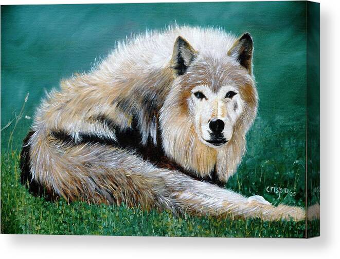 Wolf Canvas Print featuring the painting Lobo by Jean Yves Crispo
