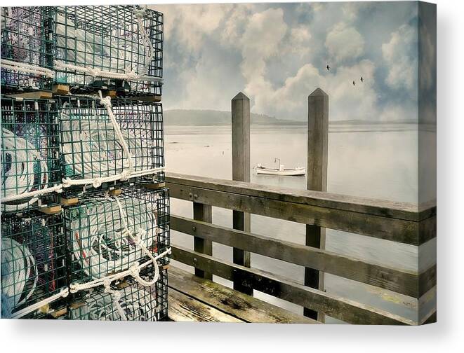 Cape Porpoise Maine Canvas Print featuring the photograph Lobster Nets by Diana Angstadt