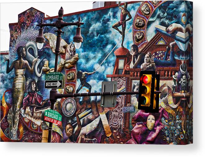 Philadelphia Mural Canvas Print featuring the photograph Lombard and Broad by Alice Gipson