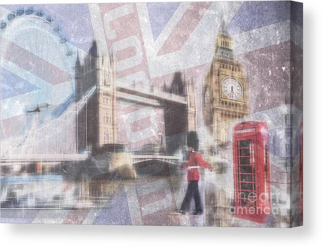 Great Britain Canvas Print featuring the photograph London blue by Hannes Cmarits