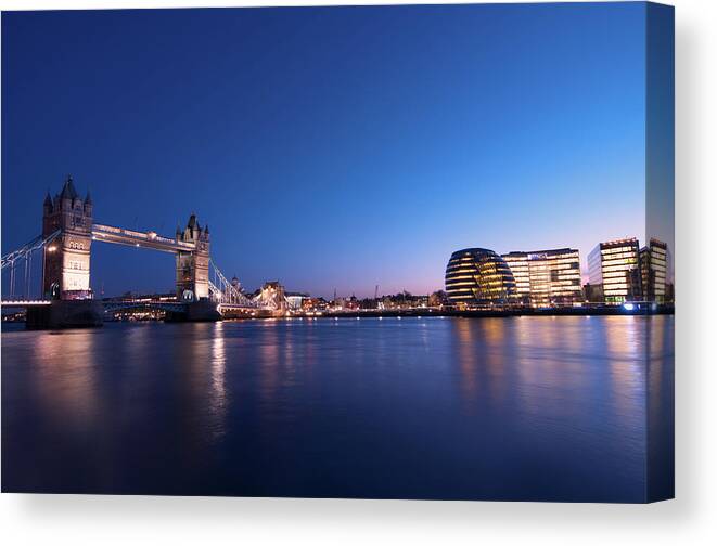 Drawbridge Canvas Print featuring the photograph London Bridge And Skyline by Imagegap